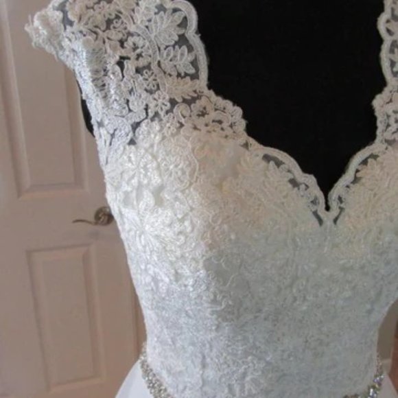 BRAND NEW! NEVER WORN! Allure 2851 Wedding Dress (Size 10, Champagne and Ivory) - Picture 5 of 15